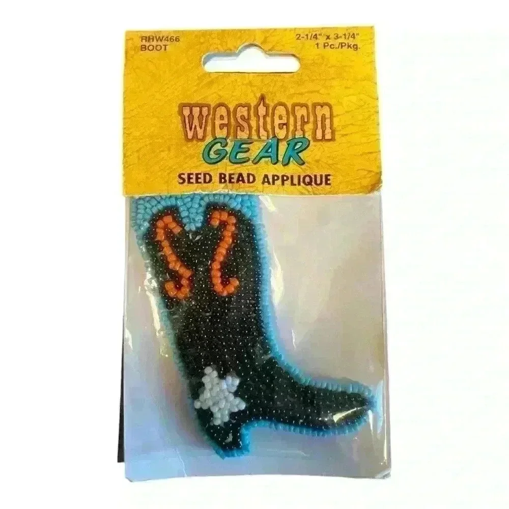 Lot of 5 Western Gear seed beads appliqué patches